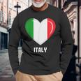 イタリア国旗シャツ 長袖Tシャツ 高齢者への贈り物