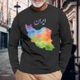 イランの地図 イランのカラフルな地図 水彩イラスト 長袖Tシャツ 高齢者への贈り物