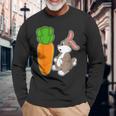 ウサギ ニンジン 長袖Tシャツ 高齢者への贈り物
