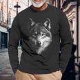 オオカミ 動物 モチーフ アート オオカミ 長袖tシャツ 長袖Tシャツ 高齢者への贈り物