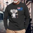 オーストラリアのコアラ オーストラリア国旗 長袖Tシャツ 高齢者への贈り物