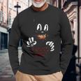 カートゥーン キャット 不気味なホラー トリック・オア・トリート 長袖tシャツ 長袖Tシャツ 高齢者への贈り物
