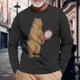 クマ テニス テニスラケット スポーツ 長袖Tシャツ 高齢者への贈り物