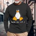 コンピューター -Udo Rm -Rf Tux Linux ペンギン プログラマー 長袖Tシャツ 高齢者への贈り物