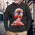 サングラスをかけたフラミンゴ フラミンゴが大好き かわいいフラミンゴ 長袖Tシャツ 高齢者への贈り物