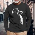 シェットランド・シープドッグ ポートレート シルエット 犬 シェルティー・ドッグ 長袖Tシャツ 高齢者への贈り物