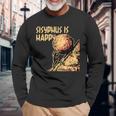 シーシュポス・イズ・ハッピー面白いギリシャ神話ミーム哲学 長袖Tシャツ 高齢者への贈り物