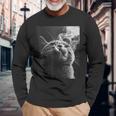 スモーキング 猫 ミーム 大人 ユーモア ノベルティ グラフィック 長袖Tシャツ 高齢者への贈り物