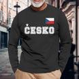 チェコ共和国 胸に Cesko 旗国旗 長袖tシャツ 長袖Tシャツ 高齢者への贈り物