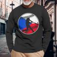 チェコ国旗 野球ヒッター チェコ国旗 長袖Tシャツ 高齢者への贈り物