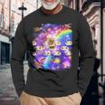 トーストスペース 猫 パンローフキャット レインボーギャラクシー 長袖Tシャツ 高齢者への贈り物