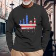 ニューヨーク・スカイライン 星条旗 アメリカ国旗アート Love Ny 長袖Tシャツ 高齢者への贈り物
