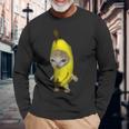 バナナキャット ファニーミーム 長袖Tシャツ 高齢者への贈り物