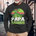 メンズ パパサウルス 恐竜 パパザウルス 父 誕生 誕生日 長袖Tシャツ 高齢者への贈り物