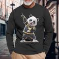 パンダ ホールドマイク 歌う ダンス 動物 グラフィック パンダ 長袖Tシャツ 高齢者への贈り物