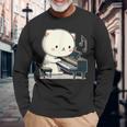 ピアノを弾くかわいい猫 ヴィンテージ かわいい猫 アート 日本アニメ 長袖Tシャツ 高齢者への贈り物