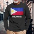 フィリピン国旗tシャツ 長袖Tシャツ 高齢者への贈り物