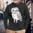 フクロウ愛好家 メンフクロウ かわいい 白い鳥 精神 動物 自然 アート 長袖Tシャツ 高齢者への贈り物