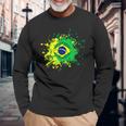 ブラジルの旗が付いたブラジルのバレーボール 長袖Tシャツ 高齢者への贈り物