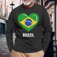 ブラジル国旗シャツ 長袖Tシャツ 高齢者への贈り物