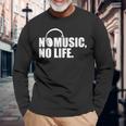 ヘッドホン No Music No Life Music Lover 長袖Tシャツ 高齢者への贈り物