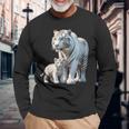 ホワイトタイガー、ネコの動物 長袖Tシャツ 高齢者への贈り物