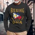 ボクシングは私の Dna にある フィリピン国旗のボクシング グローブ 長袖Tシャツ 高齢者への贈り物