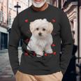 マルチーズ 犬 オーナー ラバー デザイン 子犬 ハート デザイン 長袖Tシャツ 高齢者への贈り物
