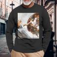 ミケランジェロの愉快な創作猫ミーム。 長袖Tシャツ 高齢者への贈り物