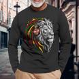 ラスタレゲエミュージックヘッドフォンジャマイカンルーツプライドライオン 長袖Tシャツ 高齢者への贈り物