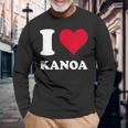 レッドハート I Love Kanoa 長袖Tシャツ 高齢者への贈り物