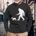 レトロ ビッグフット ウォーキング フレンチブルドッグ ファニー サスカッチ 長袖tシャツ 長袖Tシャツ 高齢者への贈り物