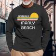 レトロ マンリービーチ オリジナル オーストラリア ヴィンテージ 70年代サンセット アート 長袖Tシャツ 高齢者への贈り物