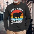 レトロ 面白い カピバラ Don't Worry Be Capy 長袖Tシャツ 高齢者への贈り物