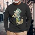 不思議の国のアリス マッドハッター ヴィンテージイラスト 長袖Tシャツ 高齢者への贈り物