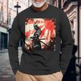 侍 日本のレトロアート 武士道 ヴィンテージ戦士 長袖Tシャツ 高齢者への贈り物