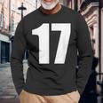 数字 セブンティーン数字 17 プレーンホワイト数字 長袖Tシャツ 高齢者への贈り物