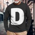 文字d 大文字 アルファベット モノグラム イニシャル 長袖Tシャツ 高齢者への贈り物