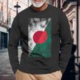 日本とバングラデシュの旗 日本のバングラデシュ 長袖Tシャツ 高齢者への贈り物