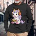 日本のユニコーン ゲーマー ヴィンテージ ゲーム レトロ ビデオゲーム 長袖Tシャツ 高齢者への贈り物