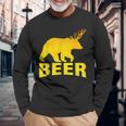 狩猟 ビール スピリット 動物 ティー ベア 鹿 ティー ビール クマ 鹿 長袖Tシャツ 高齢者への贈り物