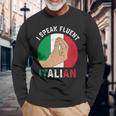 私は流暢なイタリア語を話します、イタリアの手のジェスチャー、私はイタリアが大好きです 長袖Tシャツ 高齢者への贈り物
