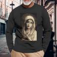 聖母マリア マリア カトリック絵画 長袖tシャツ 長袖Tシャツ 高齢者への贈り物