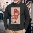 葛飾北斎 「朱描き鍾馗・朱鍾馗・赤鍾馗」 長袖Tシャツ 高齢者への贈り物