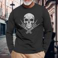 頭骨kull 髑髏 マノコルナ-クールな音楽スカルロッカーグリーティングスカル Zugaikotsu 頭蓋骨 長袖Tシャツ 高齢者への贈り物