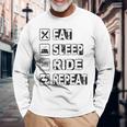 Eatleep Ride Repeat オートバイ バイク モーターサイクリスト 格言 長袖Tシャツ 高齢者への贈り物