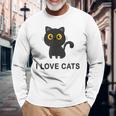 I Love Cats シャツ キュート 黒猫好き キッズ 子猫 長袖Tシャツ 高齢者への贈り物