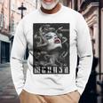 Medusa Backprint 女神の蛇 ギリシャ神話 バックプリント メデューサ 長袖tシャツ 長袖Tシャツ 高齢者への贈り物