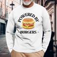 Powered By Burgers ファーストフード愛好家 面白いビーフバーガー 長袖Tシャツ 高齢者への贈り物