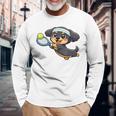 かわいい犬のテニス漫画アート 長袖Tシャツ 高齢者への贈り物